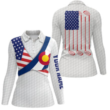 Load image into Gallery viewer, Colorado Flag White Golf Pattern Womens Polo Shirt Patriotic Golf Shirts For Women Golf Gifts LDT0784