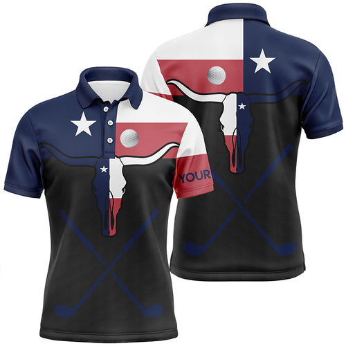 Golf Texas Longhorn Skull Polo Shirt, Texas Flag Golf Shirts For Men, Best Male Golf Gifts LDT0015