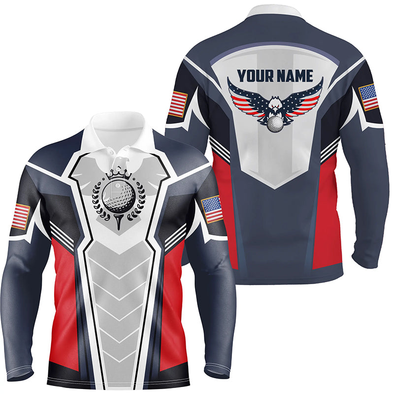 American Eagle Golf Polo Shirt Customized Us Flag Golf Shirts For Men, Patriotic Golf Gifts LDT0220