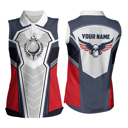 American Eagle Sleeveless Golf Shirt Customized Us Flag Golf Shirts For Women, Patriotic Golf Gifts LDT0220