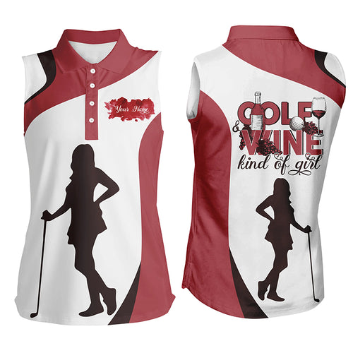 Golf Wine Kind Of Girl Womens Sleeveless Polo Shirt, White Red Polo Shirt, Golf Shirt For Wine Lovers LDT0023