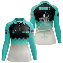 Load image into Gallery viewer, Turquoise Womens Disc Golf Polo Shirt Personalized Disc Golf Shirts For Women Golf Gifts LDT1015