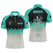 Load image into Gallery viewer, Turquoise Argyle Mens Disc Golf Polo Shirt Personalized Disc Golf Shirts For Men Golfing Gifts LDT1015