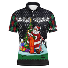 Load image into Gallery viewer, Golf Santa Argyle Pattern Christmas Mens Golf Polo Shirts Custom Golf Shirts For Men Golf Gifts LDT1023