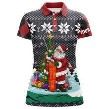 Load image into Gallery viewer, Santa Playing Golf Ugly Christmas Polo Shirt Custom Argyle Pattern Funny Golf Tops For Women LDT1027