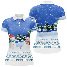 Load image into Gallery viewer, Snowman Blue Christmas Golf Polo Shirt Custom Golf Shirts For Women Winter Holiday Golf Gifts LDT0498