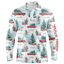 Load image into Gallery viewer, Watercolor Snowmen Christmas Trees Mens Golf Polo Shirt Custom Cozy Christmas Golf Shirts For Men LDT0807