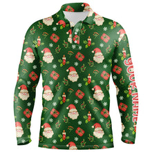 Load image into Gallery viewer, Watercolor Christmas Santa Gifts Green Golf Men Polo Shirts Custom Funny Golf Shirts For Men LDT0811