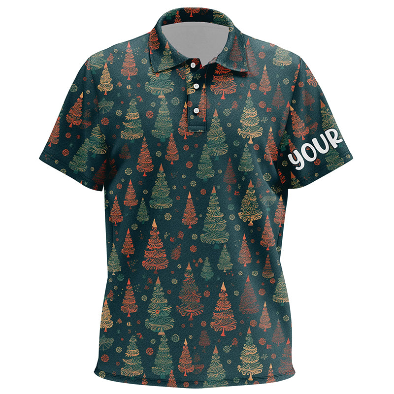 Vintage Christmas Trees Kids Golf Unisex Polo Shirts Custom Golf Shirts For Kid Xmas Golf Gifts LDT0814