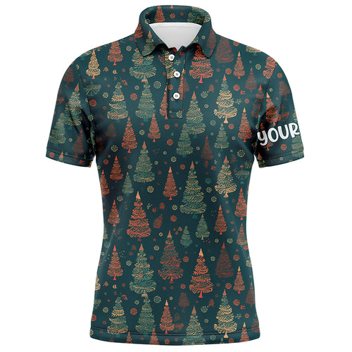 Vintage Christmas Trees Mens Golf Polo Shirts Custom Golf Shirts For Men Xmas Golf Gifts LDT0814