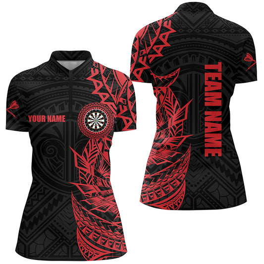 Personalized Red Tribal Darts Quarter-Zip Shirt Custom Darts Shirt For Women Dart Jerseys LDT0816