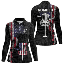 Load image into Gallery viewer, Smoky American Flag Womens Disc Golf Shirt Custom Patriotic Disc Golf Tops For Women Disc Golf Basket LDT1036
