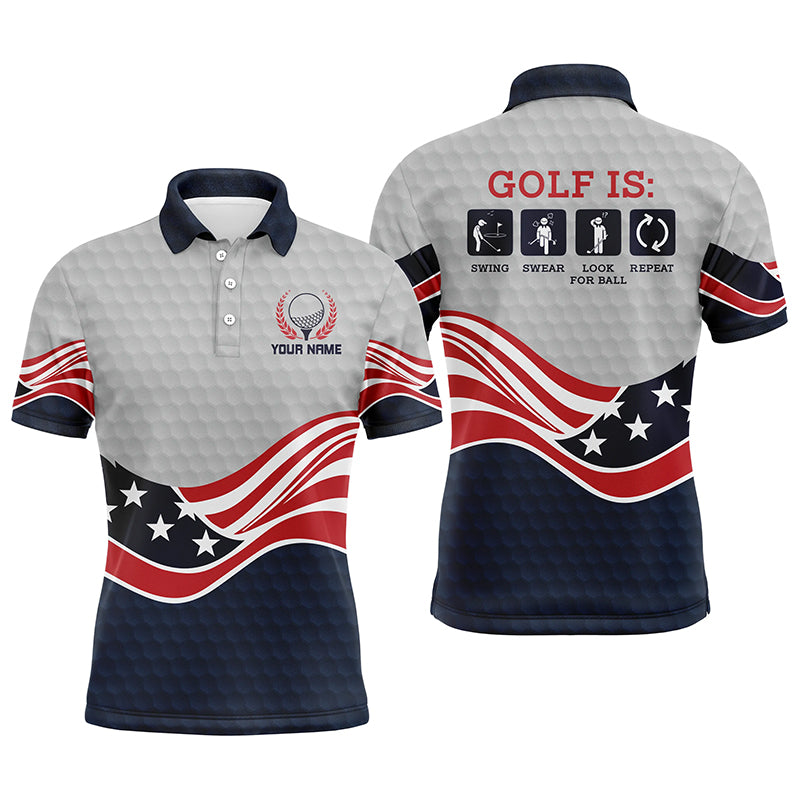 American Flag Golf Shirts For Men, Personalized Funny Golf Polo Shirts For Mens, Golfer Gifts LDT0039