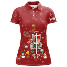 Load image into Gallery viewer, Personalized Disc Golf Basket Red Christmas Polo Shirt Custom Cool Disc Golf Gifts For Women LDT0827