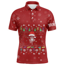 Load image into Gallery viewer, Personalized Mens Disc Golf Basket Red Christmas Polo Shirt Custom Cool Disc Golf Gifts For Men LDT0828