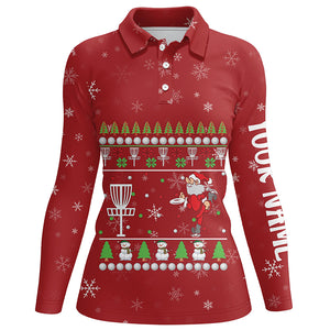 Customized Santa Playing Disc Golf Red Christmas Polo Shirt Cool Disc Golf Gifts For Women LDT0829