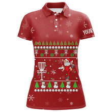 Load image into Gallery viewer, Customized Santa Playing Disc Golf Red Christmas Polo Shirt Cool Disc Golf Gifts For Women LDT0829