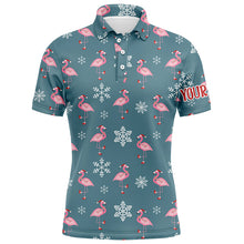 Load image into Gallery viewer, Cute Pink Flamingo Wearing Santa Hat Christmas Golf Mens Polo Shirt Custom Golf Gifts For Men LDT0831