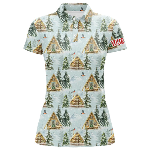 Watercolor Winter Forest Christmas Golf Polo Shirts Custom Women Golf Tops Golfing Gifts LDT0833