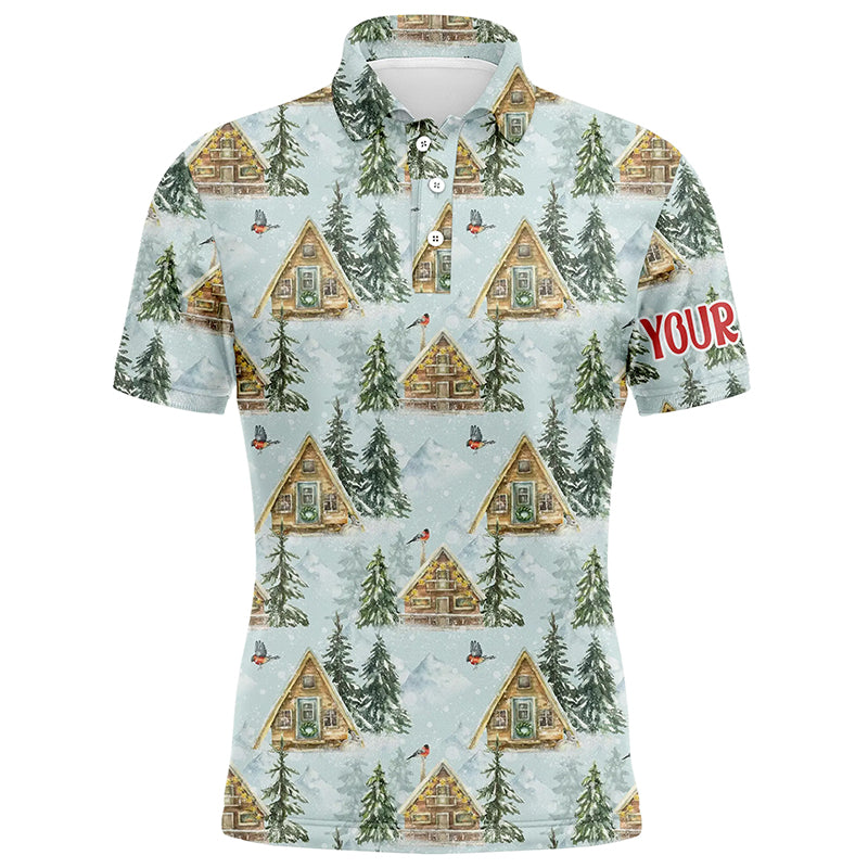 Watercolor Winter Forest Christmas Golf Men Polo Shirts Custom Men Golf Tops Golfing Gifts LDT0833