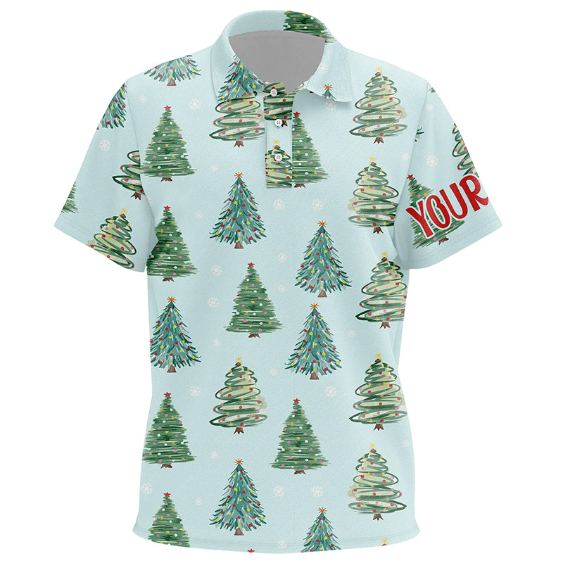 Watercolor Christmas Trees Seamless Pattern Kids Golf Unisex Polo Shirts Funny Golf Tops For Kid LDT0834