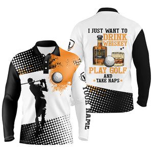 I Want To Drink Whiskey And Play Golf Custom Name Polo Golf Shirts For Men, Cool Golf Gifts LDT0226