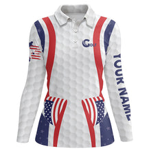 Load image into Gallery viewer, Womens American Flag Golf Pattern Polo Shirt, Personalized Patriotic Golf Shirts For Women LDT0228