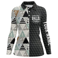 Load image into Gallery viewer, It Takes A Lot Of Balls Geometric Pattern Womens Golf Polo Shirt Custom Golf Gifts For Women LDT1049