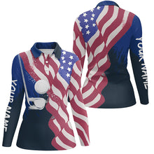 Load image into Gallery viewer, Watercolor 3D American Flag Golf Polos 4Th Of July Golfer Gift, Patriotic Golf Tops For Women LDT0233