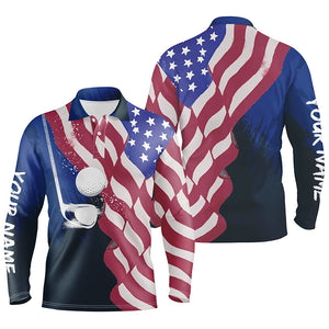 Watercolor 3D American Flag Golf Polos 4Th Of July Golfer Gifts, Patriotic Golf Tops For Men LDT0233