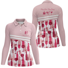 Load image into Gallery viewer, Golf Wine Seamless Pattern Plan For The Day Personalized Pink Shirts For Women, Golf Gifts LDT0236