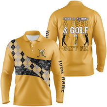 Load image into Gallery viewer, There Is Nothing A Beer &amp; Golf Can't Fix Mens Polo Shirt Yellow Argyle Skull Golf Shirts For Men LDT0523