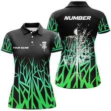 Load image into Gallery viewer, Personalized Disc Golf Basket Tree Green Gradient Women Polo Shirt Disc Golf Shirts For Women LDT1059