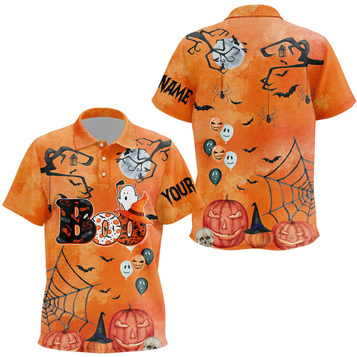 Boo Halloween Seamless Orange Kids Golf Polo Shirt Custom Unisex Funny Golf Shirts For Kid Golf Gifts LDT0550