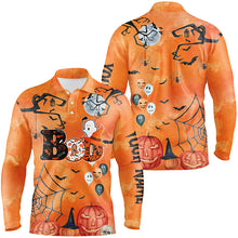 Load image into Gallery viewer, Boo Halloween Seamless Orange Mens Golf Polo Shirt Custom Funny Golf Shirts For Men Golf Gifts LDT0550