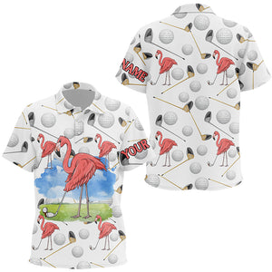 Flamingo Golfer Kids Polo Shirt Pink Flamingo Unisex Golf Shirts For Kid Funny Golf Shirt Golf Gifts LDT0554