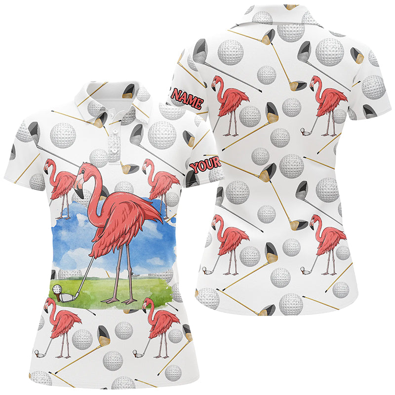 Flamingo Golfer Polo Shirt Pink Flamingo Golf Shirts For Women Funny Golf Shirts Golf Gifts LDT0554