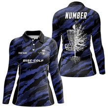 Load image into Gallery viewer, Camo Womens Golf Polo Shirts, Custom Navy Camo Golf Shirt Disc Golf Shirts For Women, Golf Gifts LDT0056