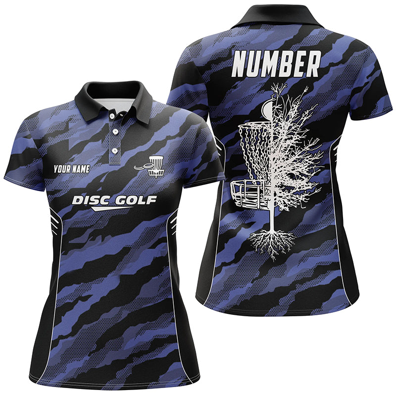 Camo Womens Golf Polo Shirts, Custom Navy Camo Golf Shirt Disc Golf Shirts For Women, Golf Gifts LDT0056