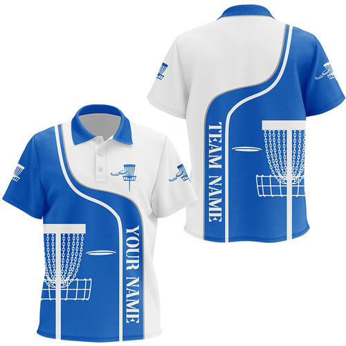 Personalized Disc Golf Basket Blue White Kids Polo Shirt Custom Disc Golf Shirts For Kid LDT1250