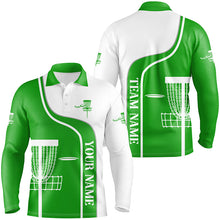 Load image into Gallery viewer, Personalized Disc Golf Basket Green White Mens Golf Polo Shirt Custom Disc Golf Shirts For Men LDT1251