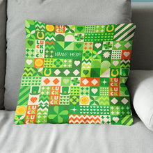 Load image into Gallery viewer, Green Clover St Patrick Day Mosaic Style Custom Throw Pillow Personalized Patrick Gifts LDT1258