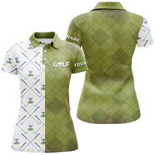 Load image into Gallery viewer, Customized Green And White Golf Polo Shirt Golf Club Argyle Skull Golf Shirts For Women LDT0266