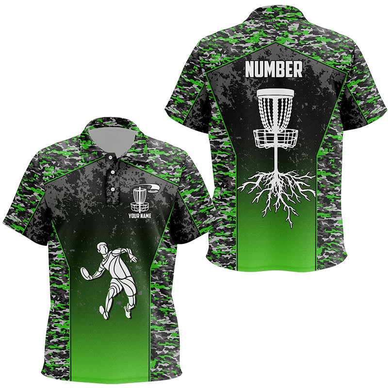 Green Camo Unisex Kids Disc Golf Polo Shirt Custom Camouflage Golf Shirts For Kid Disc Golf Gifts LDT0562