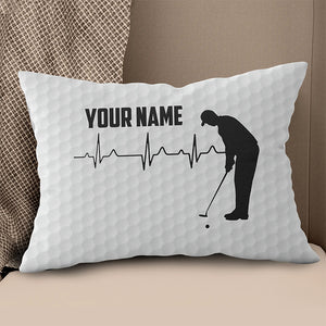 Golf Heartbeat Golf Ball Pattern Custom Pillow Personalized Golf Gifts LDT1085