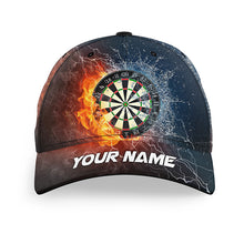 Load image into Gallery viewer, Water &amp; Fire Darts Hat With Name Personalized Lightning Thunder Darts Hat Gifts For Dart Player LDT1270