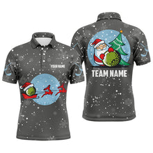 Load image into Gallery viewer, Grey Christmas Mens Golf Polo Shirts With Reindeer &amp; Santa Custom Golf Tops For Men Golfing Gifts LDT0580