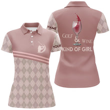 Load image into Gallery viewer, Golf Wine Kind Of Girl Womens Polo Shirt Pink Argyle Wine Golf Shirts Golf Gifts For Ladies LDT0888