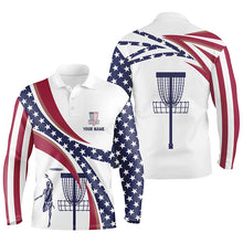 Load image into Gallery viewer, American Flag Mens Disc Golf Polo Shirts Custom Name Patriotic Golf Shirts For Men, Golf Gifts LDT0279
