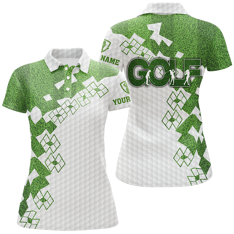 Elegant Golf In Green Womens Golf Polo Shirt White Green Golf Shirts For Women Golfing Gifts LDT0585
